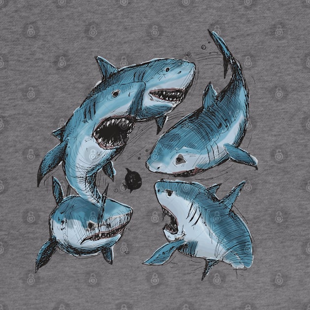 Mako Sharks Hand Drawn by Mako Design 